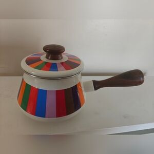 Vintage San Remo Fondue Pot Porcelain Ename Rainbow New Retro Pride MCM